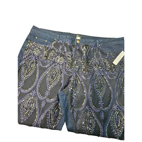Venus NEW TAGS Embellished Mid Rise Skinny Jeans Size 24 Womens Plus - Picture 5 of 12